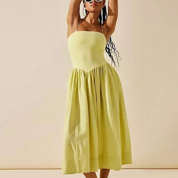 Free People Onda Drop-Waist Tube Midi Dress Key Lime Pie - Picture 1 of 6